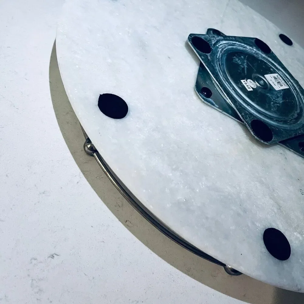 Pottery‎ Barn “Lazy Susan” Turntable Tray 18” Carrara Marble Cake Cheese Server